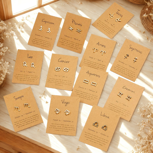 ✨ Boucles d'Oreilles – 12 Constellations du Zodiaque ✨