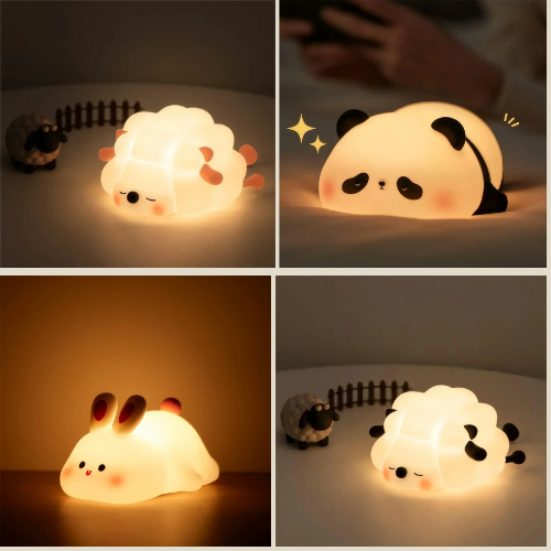 🐼✨ Veilleuse Enfant en Silicone – Panda, Mouton ou Lapin